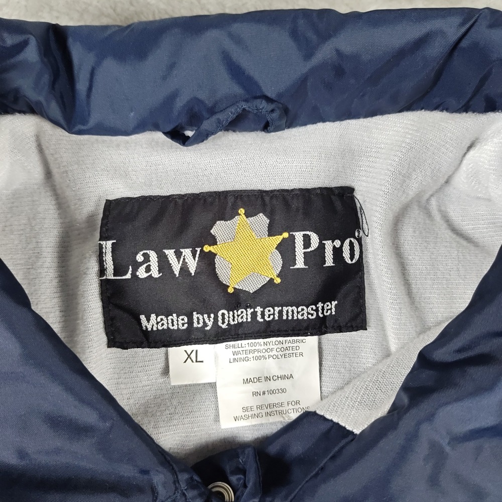 DEA Jacket Mens XL Navy Blue  LawPro Coach Windbreaker Waterproof Snap Front - Picture 5 of 9